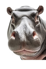 close up of a hippopotamus isolated on a transparent background