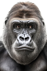 close up of a gorilla isolated on a transparent background