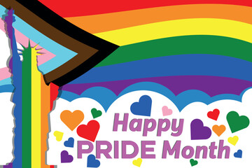  LGBTQ+ rainbow flag Progress variant, Pride Month American USA celebrate banner 