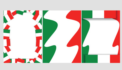 italian patriotic flyer booklet set. Red, green, white stripes place for text national holidays italy