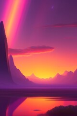 Captivating Landscapes, Glowing Skies Illuminating Majestic Mountains, Inspiring Nature, Sky Photography Generative Ai