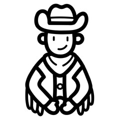 cowboy line icon style