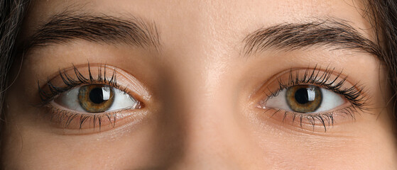 Woman with brown eyes, closeup