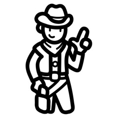 cowboy line icon style
