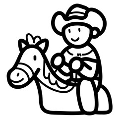 cowboy line icon style