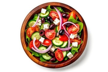 stock photo of greek salad flat lay Food Photography AI Generated