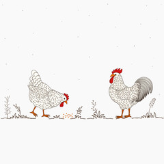 Card with two funny cartoon chickens - 610070862