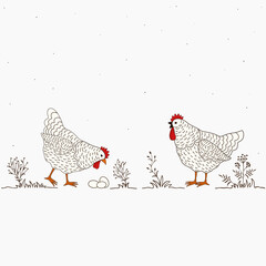 Card with two funny cartoon chickens - 610071898