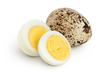 boiled quail egg isolated on white background with full depth of field - obrazy, fototapety, plakaty