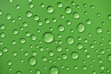 Water drops on green background. Abstract water drops texture.