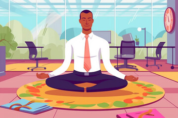 A business person meditating at work