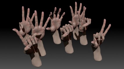 Female Arm and Hand Sculpt pose render of background. 3d rendering