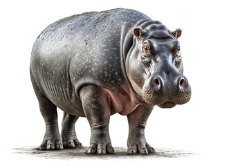 hippo isolated on white background. Generated by AI. - obrazy, fototapety, plakaty