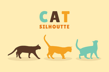 Cat silhouette vector illustration, flat design with dogs