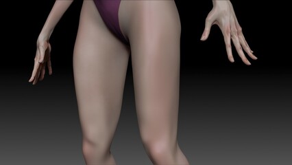 Female Body anotomoy Sculpt pose render of background. 3d rendering