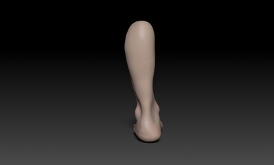 Female Foot Sculpt pose render of background. 3d rendering