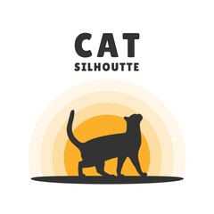 Cat silhouette vector illustration, flat design with cats