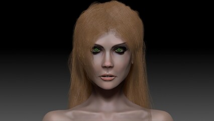 Female Head Sculpt pose render of background. 3d rendering