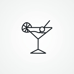 Fototapeta na wymiar Cocktail line icon, alcohol cocktail outline icon.