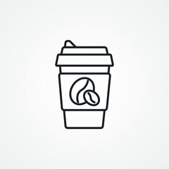 coffee line icon. take away coffee in a disposable cup linear icon.