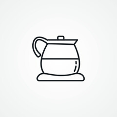 Electric kettle line icon, coffee pot linear icon.