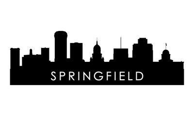 Springfield skyline silhouette. Black Springfield city Ilinois design isolated on white background.