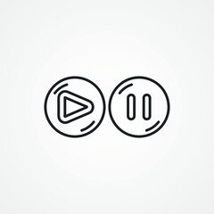 play pause button line icon. Play, pause button outline icon.