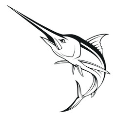 Marlin. Vector illustration of a sketch salwater marlin. Fishing activity. Salwater sport largemouth