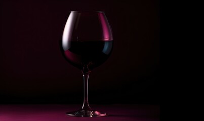  a glass of red wine on a dark background with a spoon in the middle of the glass and a dark background with a red wine glass.  generative ai