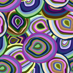 Vector seamless pattern. Abstract crazy psychedelic colorful circles. Retro style. For design, print, wallpaper, textile, fabric, paper.