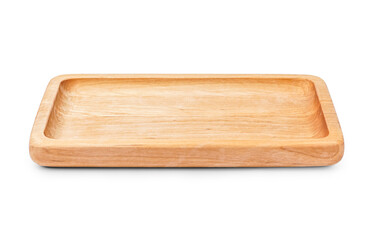 Wooden tray isolated on white background