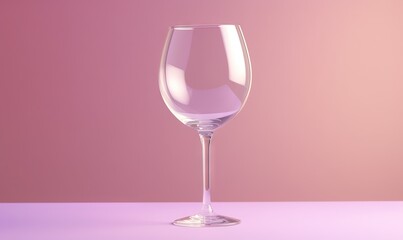  a wine glass sitting on a table with a pink wall in the back ground and a pink wall in the back ground in the background.  generative ai