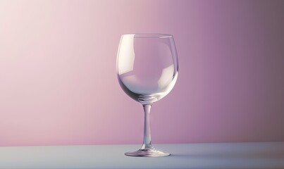  a wine glass sitting on a table in front of a pink background with a shadow of a wine glass on the table and a pink wall behind it.  generative ai