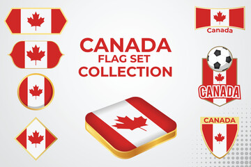 CANADA flag set collection with golden border