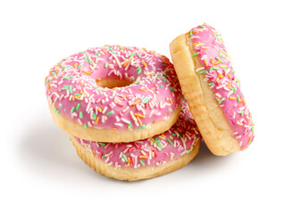 Sweet donuts on white background