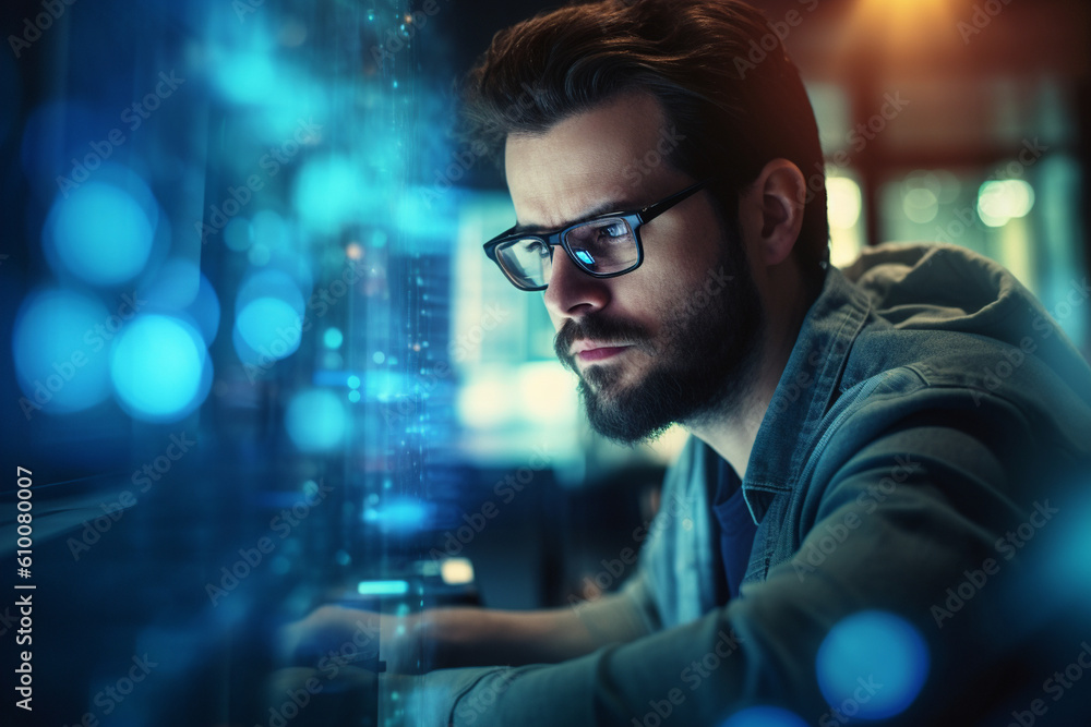 Poster it specialist providing training and technical support to end-users, it specialists, bokeh generativ