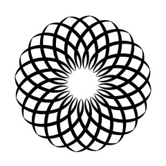 Original abstract vector round black pattern in the form of a mandala on a white background