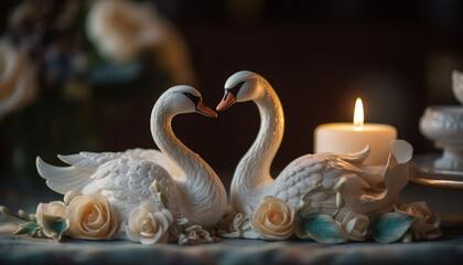 Swan love a romantic wedding celebration with elegant decoration generated by AI