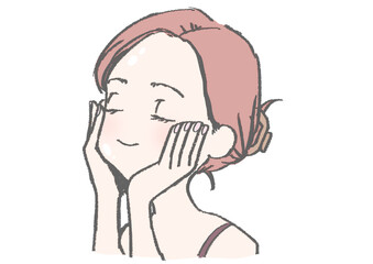 スキンケアをする女の人