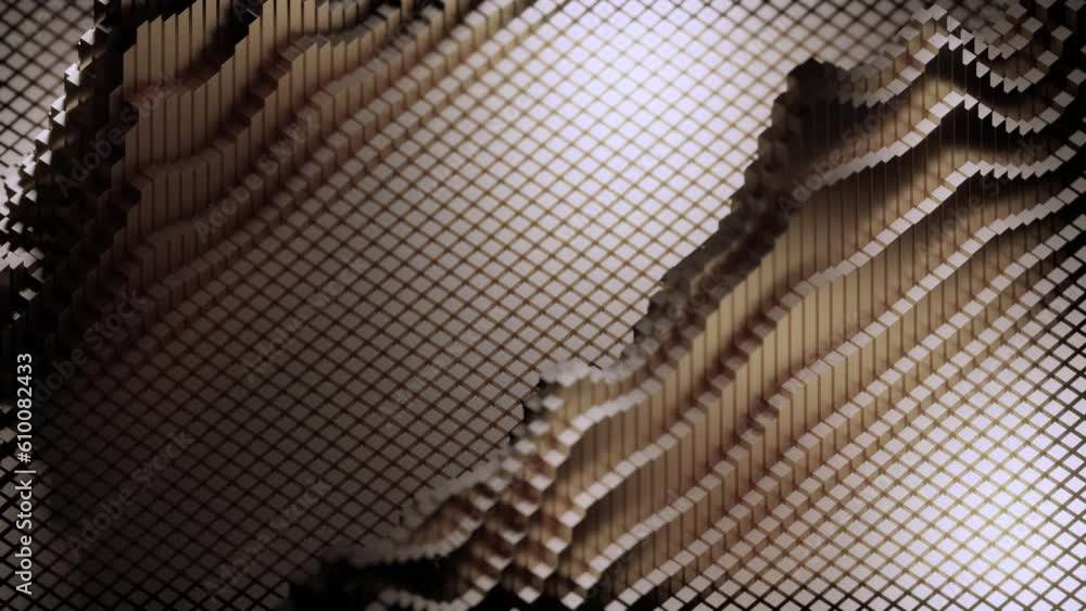 Poster abstract stack of cubes with central wave. design. technology simple concept.