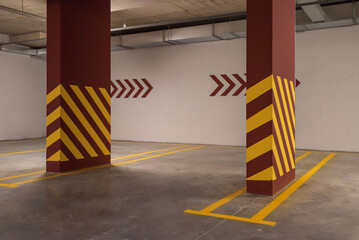 Underground car parking. Application of markings