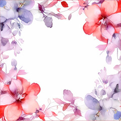 Fototapeta na wymiar Watercolor background of florals on white, floral design for invitations. Generative Ai.
