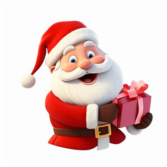 Cartoon santa claus smiling on white background
