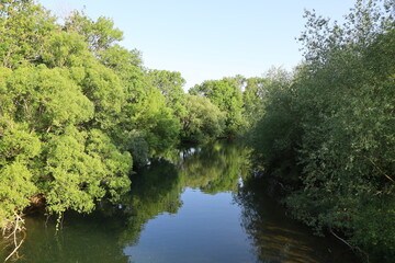 La rivière Marne, ville de Saint Dizier, département de la Haute Marne, France