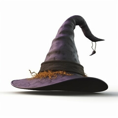 Halloween witch hat on white background. 