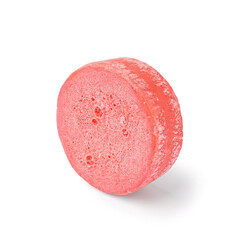 Red solid shampoo bar on white background