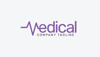 letter m medical logo with typographic ecg heartbeat incorporated in the initial m letter vector