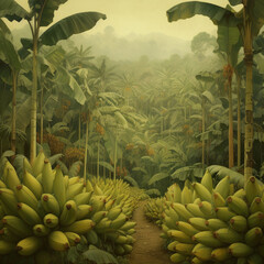 Obraz premium Banana plantation. Generative AI.