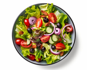 Traditional salad with tomatoes, onions and lettuce