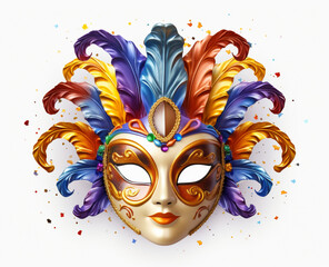 Colorful carnival mask made of feathers